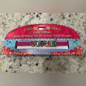 Sophie Name Bracelet – Adjustable Purple Strap – New in Package